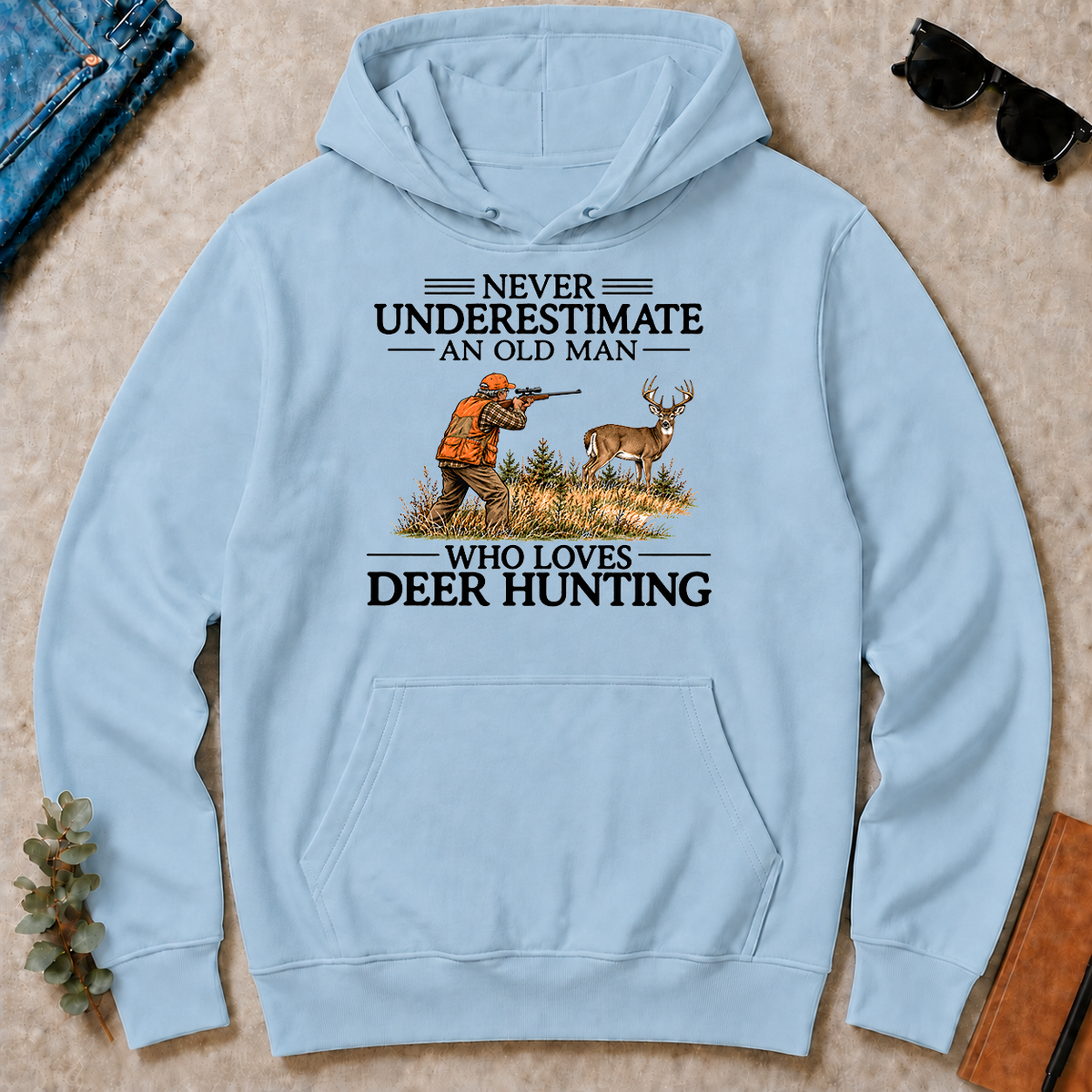 Never Underestimate An Old Man Deer Hunting - light-blue - HS2D-LightBlue