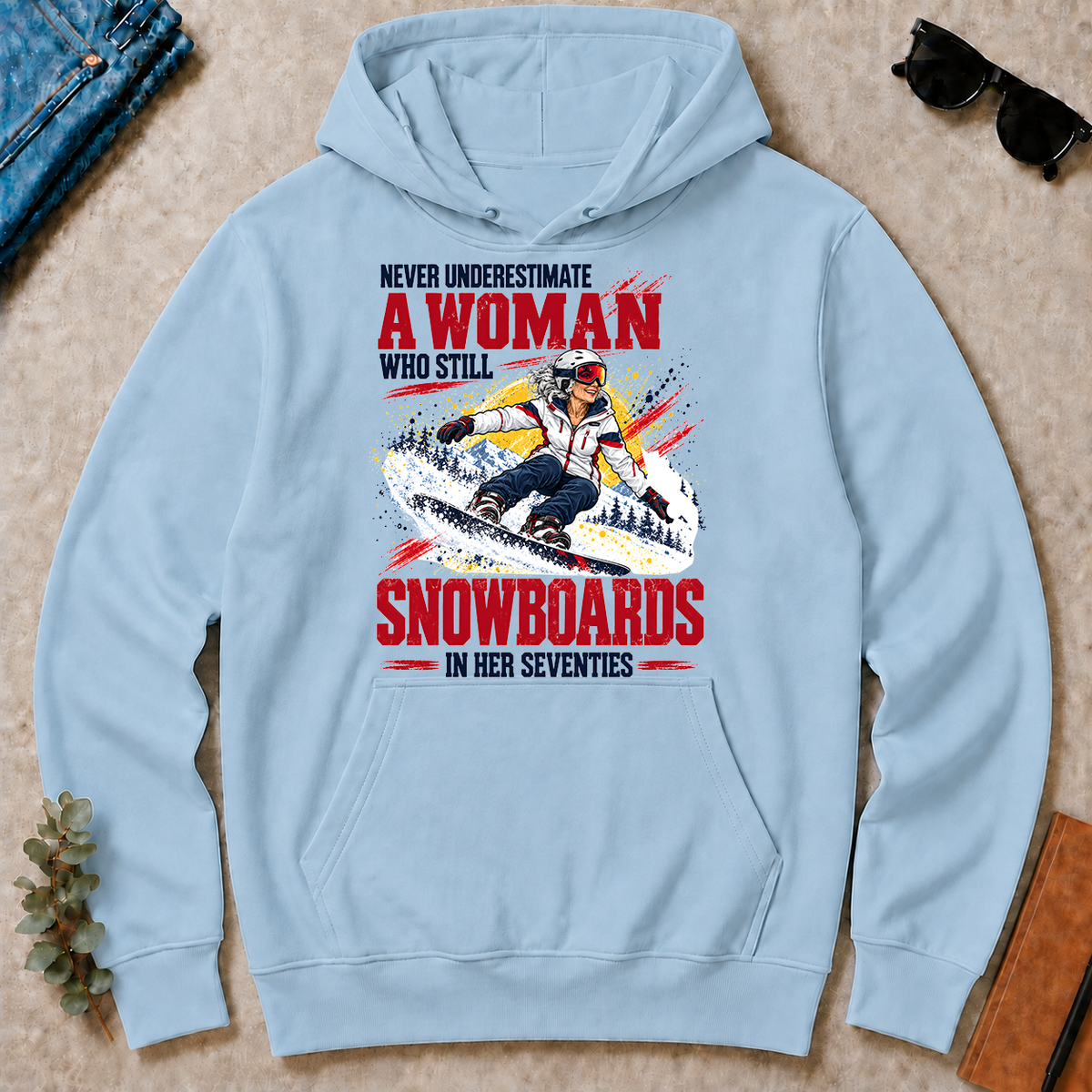 A Woman Still Snowboards In Her 70s - light-blue - HS2D-LightBlue
