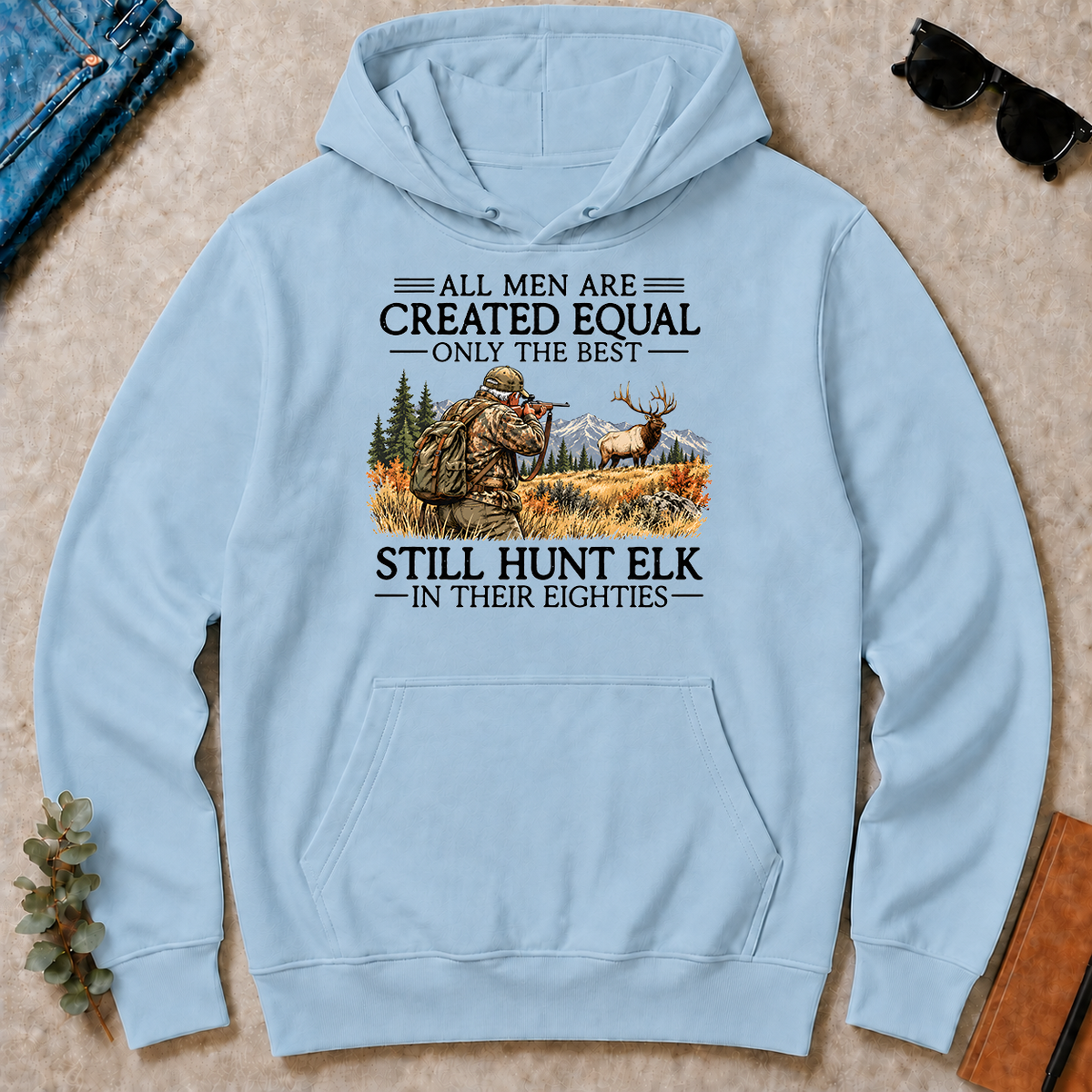 All Men Are Created Equal Elk Hunting 80s - light-blue - HS2D-LightBlue