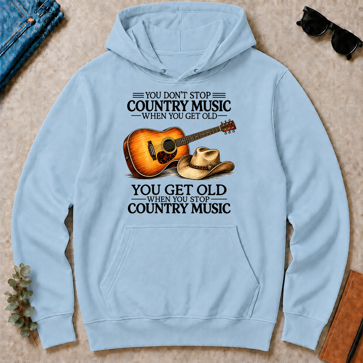 Don't Stop Playing Country Music Vintage Art - light-blue - HS2D-LightBlue