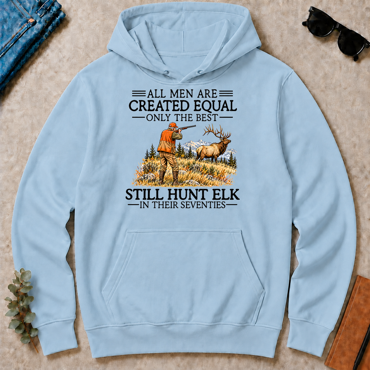 All Men Are Created Equal Elk Hunting 70s - light-blue - HS2D-LightBlue