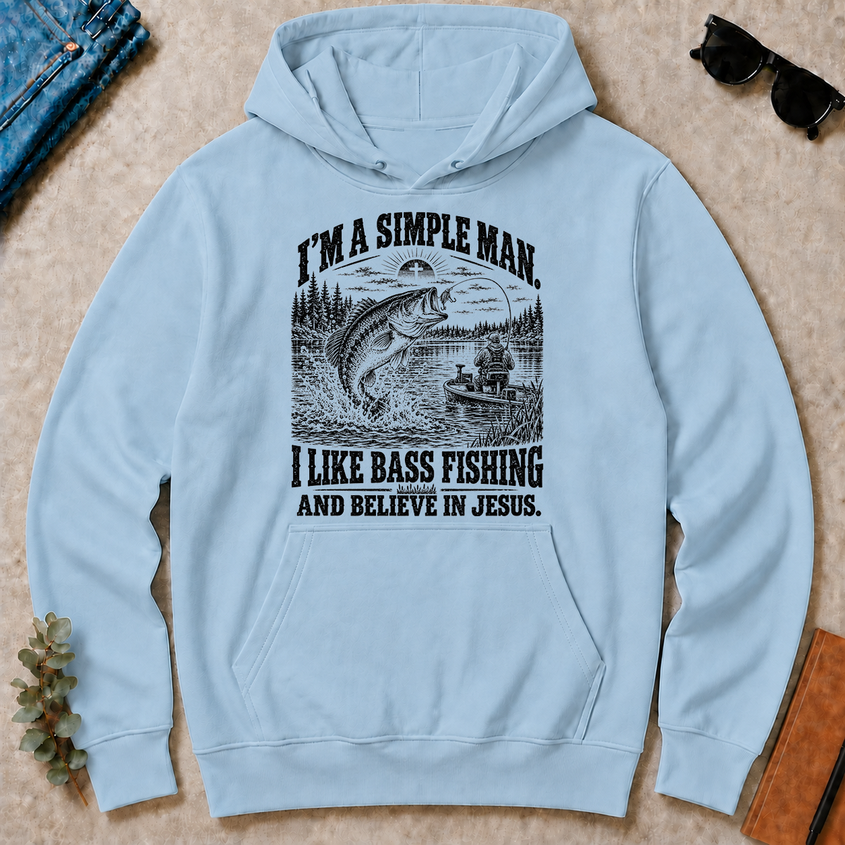I like Bass Fishing Believe In Jesus - light-blue - HS2D-LightBlue