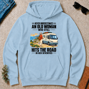 An Old Woman Still Hits The Road In Her 70s - light-blue - HS2D-LightBlue