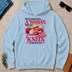 A Woman Still Knits In Her Seventies - light-blue - HS2D-LightBlue