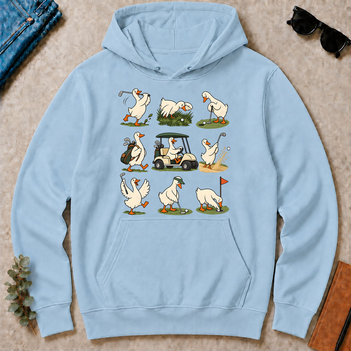 Funny Ducks Playing Golf - light-blue - HS2D-LightBlue