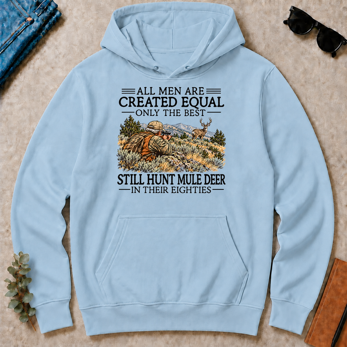 All Men Are Created Equal Mule Deer Hunting 80s - light-blue - HS2D-LightBlue