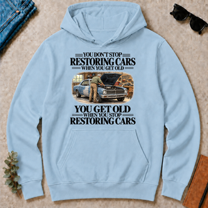 Don't Stop Restoring Cars Vintage Art - light-blue - HS2D-LightBlue