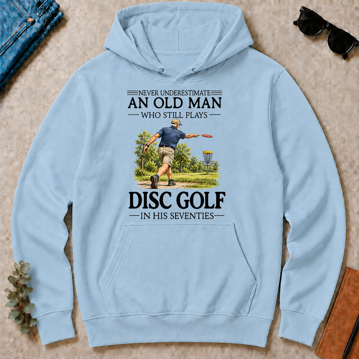 An Old Man Who Still Plays Disc Golf In His Seventies - light-blue - HS2D-LightBlue