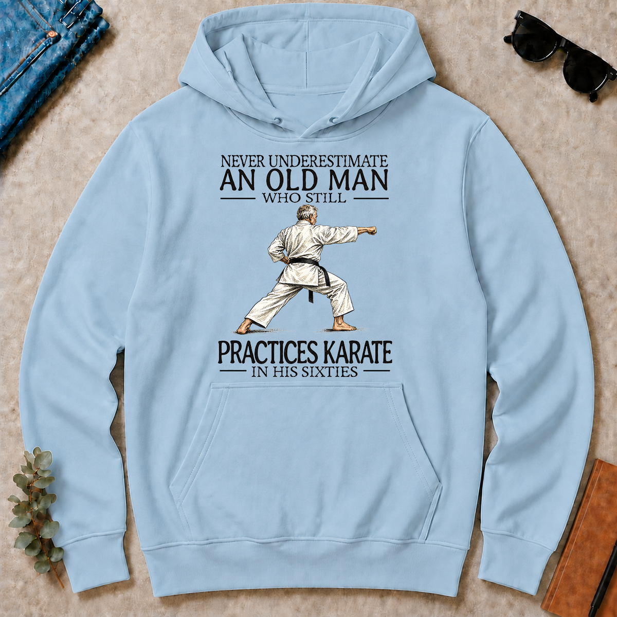 An Old Man Who Still Pratices Karate In His Sixties - light-blue - HS2D-LightBlue