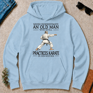 An Old Man Who Still Pratices Karate In His Sixties - light-blue - HS2D-LightBlue