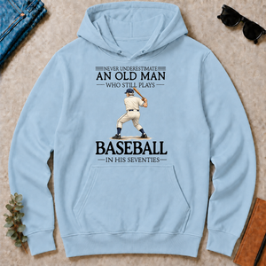 An Old Man Who Still Plays Baseball In His Seventies - light-blue - HS2D-LightBlue