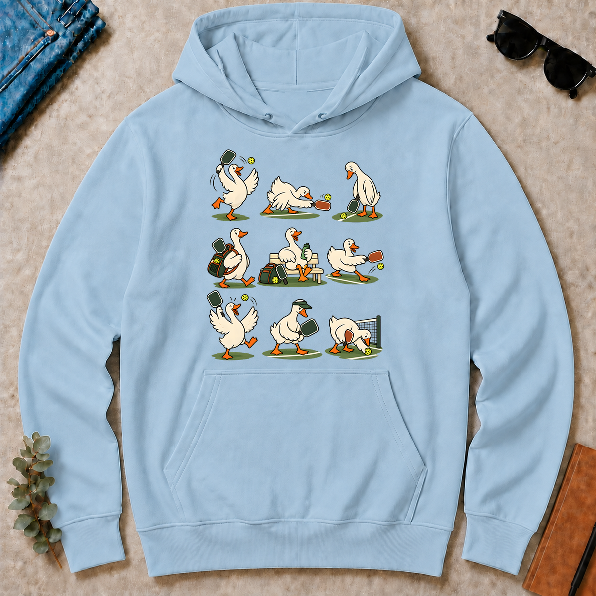 Funny Ducks Playing Pickleball - light-blue - HS2D-LightBlue