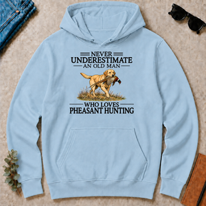 Never Underestimate An Old Man Who Loves Pheasant Hunting Art - light-blue - HS2D-LightBlue