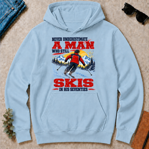 A Man Still Skis In His 70s - light-blue - HS2D-LightBlue