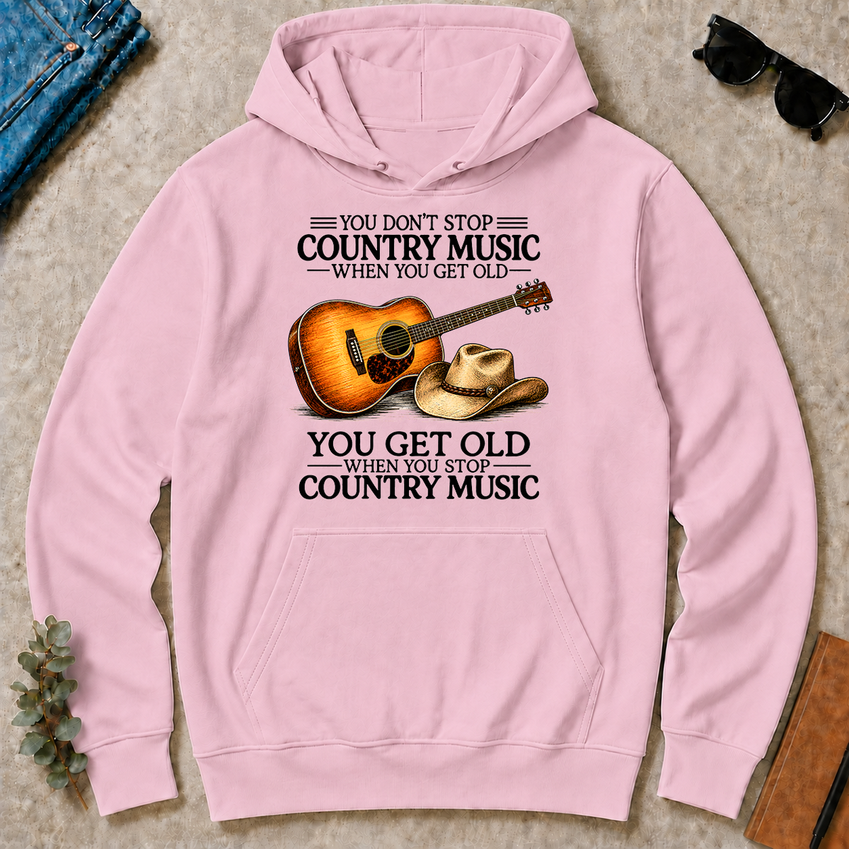 Don't Stop Playing Country Music Vintage Art - light-pink - HS2D-LightPink
