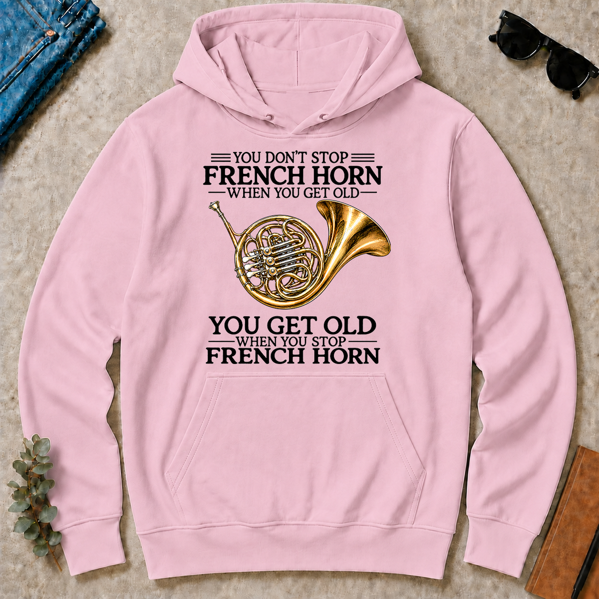 Don't Stop Playing French Horn Vintage Art - light-pink - HS2D-LightPink
