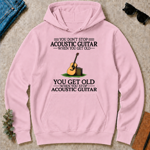 Don't Stop Playing Acoustic Guitar Vintage Art - light-pink - HS2D-LightPink