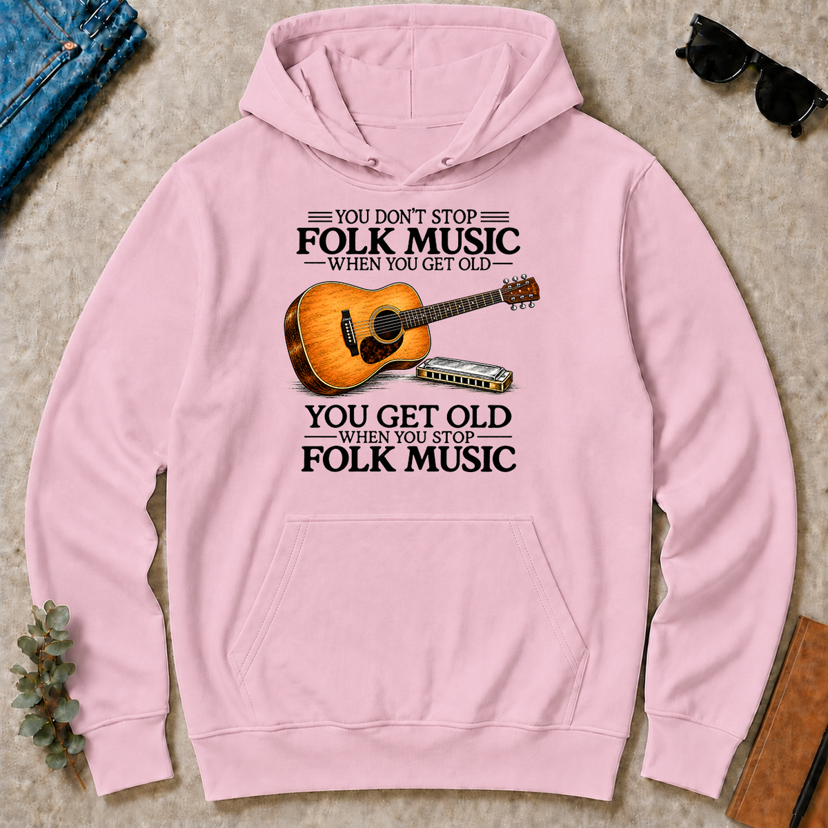 Don't Stop Playing Folk Music Vintage Art - light-pink - HS2D-LightPink