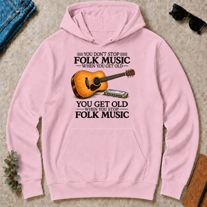 Don't Stop Playing Folk Music Vintage Art - light-pink - HS2D-LightPink