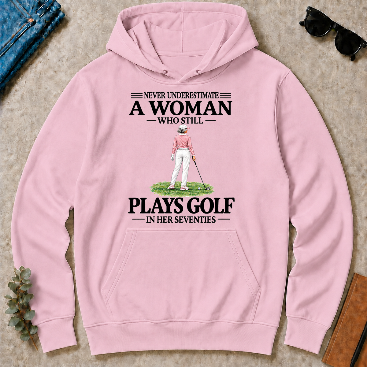 A Woman Still Plays Golf In Her Seventies - light-pink - HS2D-LightPink
