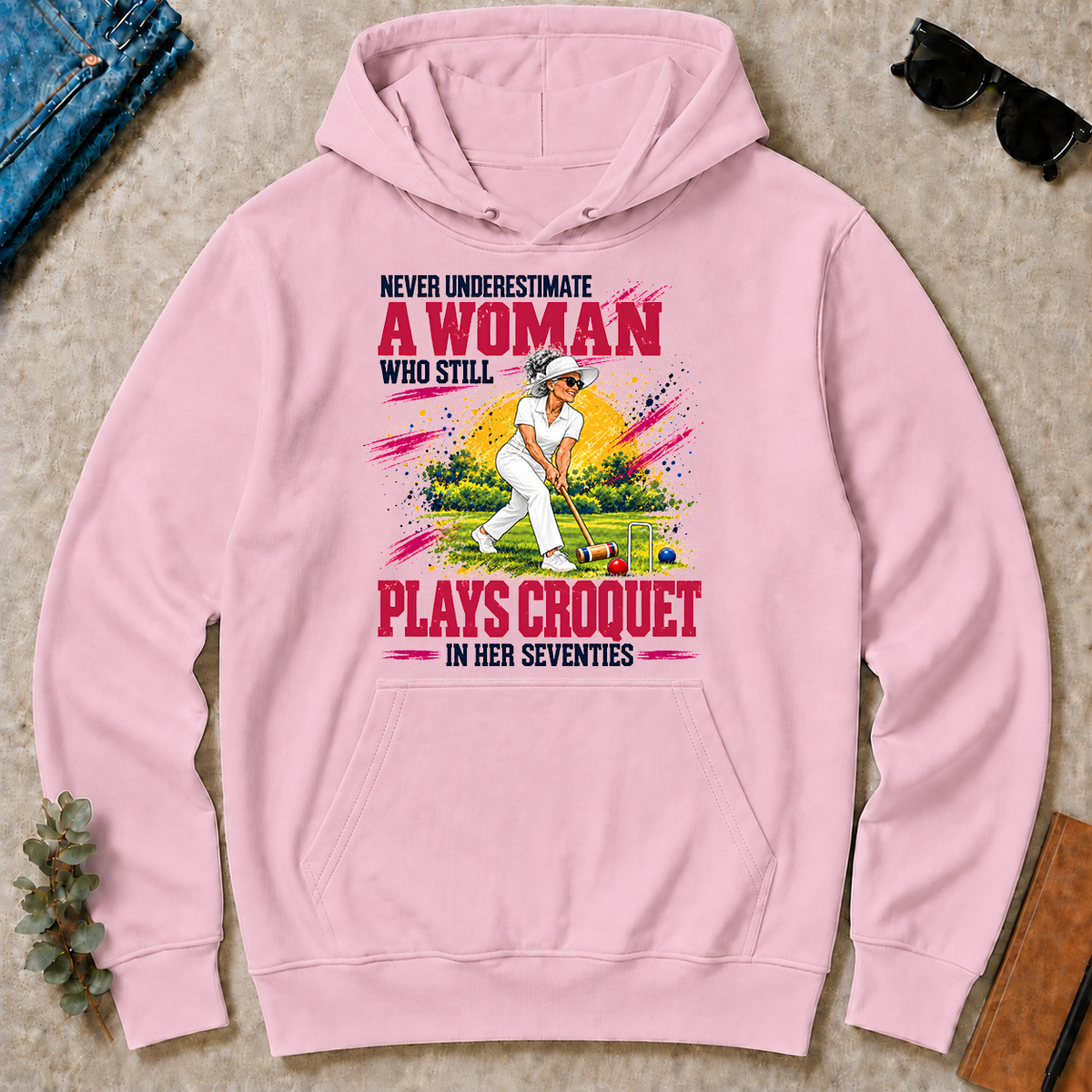 A Woman Still Plays Croquet In Her 70s - light-pink - HS2D-LightPink