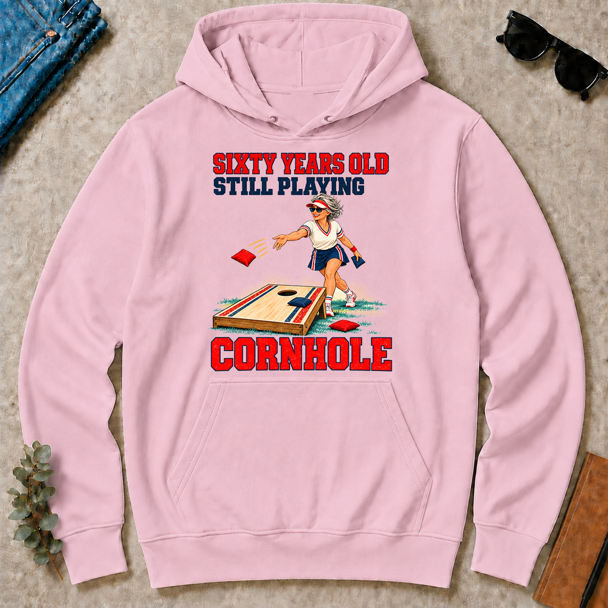 Sixty Years Old, Still Playing Cornhole - light-pink - HS2D-LightPink