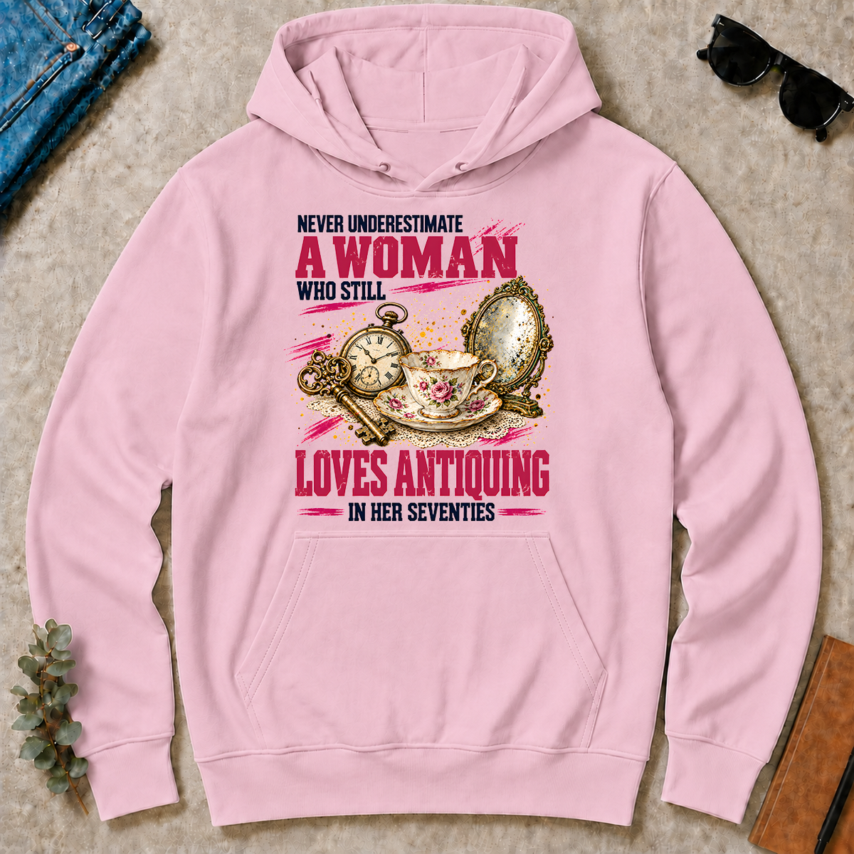 A Woman Still Loves Antiquing In Her Seventies - light-pink - HS2D-LightPink