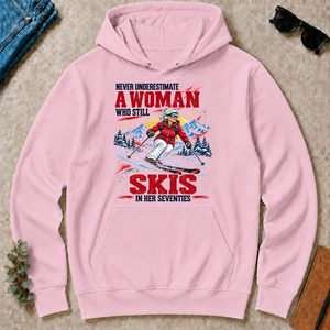 A Woman Still Skis In Her 70s - light-pink - HS2D-LightPink