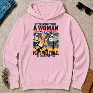 Never Underestimate A Woman Still Plays Volleyball - light-pink - HS2D-LightPink