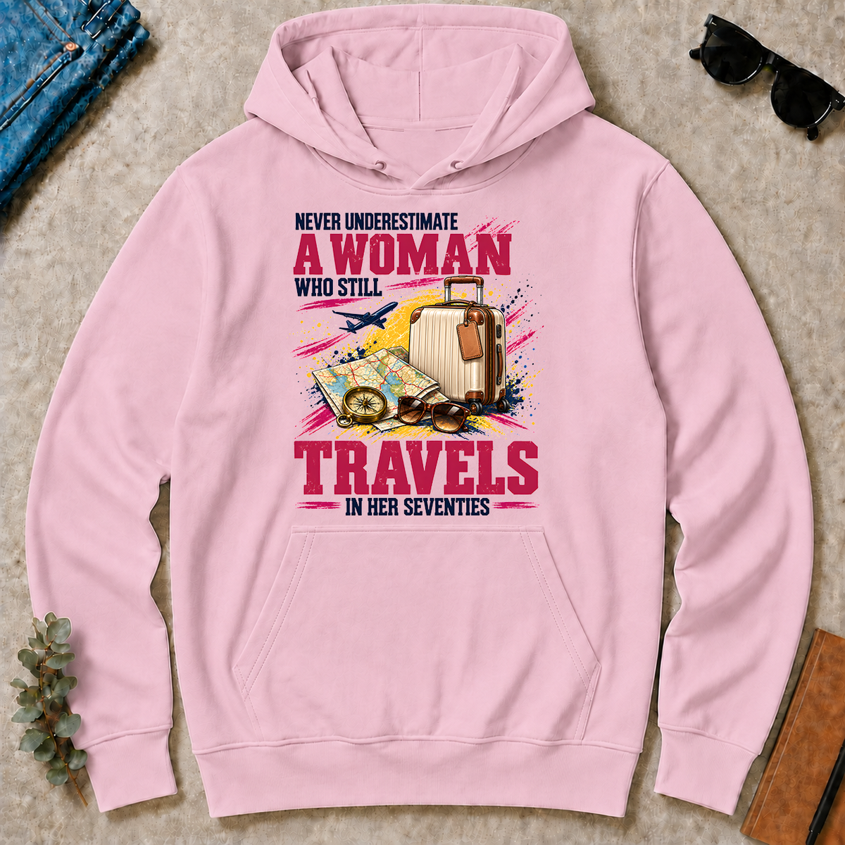 A Woman Still Travels In Her Seventies - light-pink - HS2D-LightPink