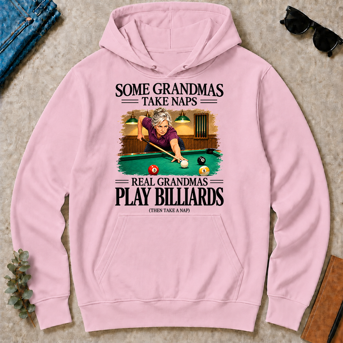 Real Grandmas Play Billards - light-pink - HS2D-LightPink