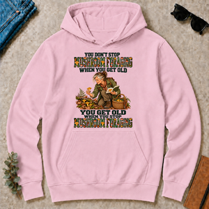 You Don't Stop Mushroom Foraging When You Get Old - light-pink - HS2D-LightPink