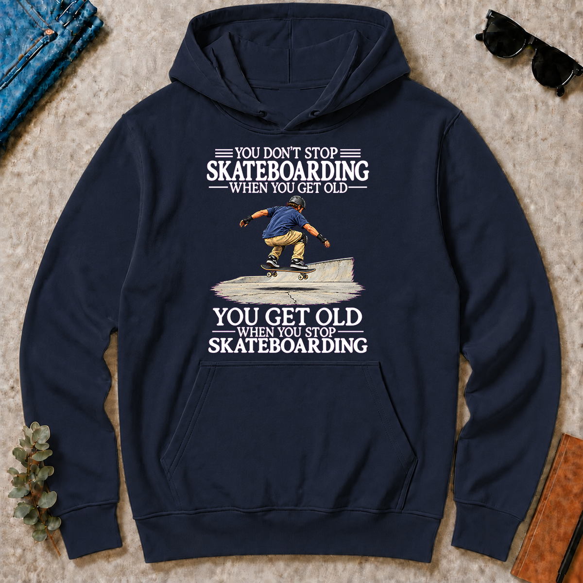 Old Man Don't Stop Skateboarding - navy - HS2D-Navy