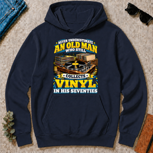 Yellow An Old Man Still Collects Vinyl In His Seventies - navy - HS2D-Navy