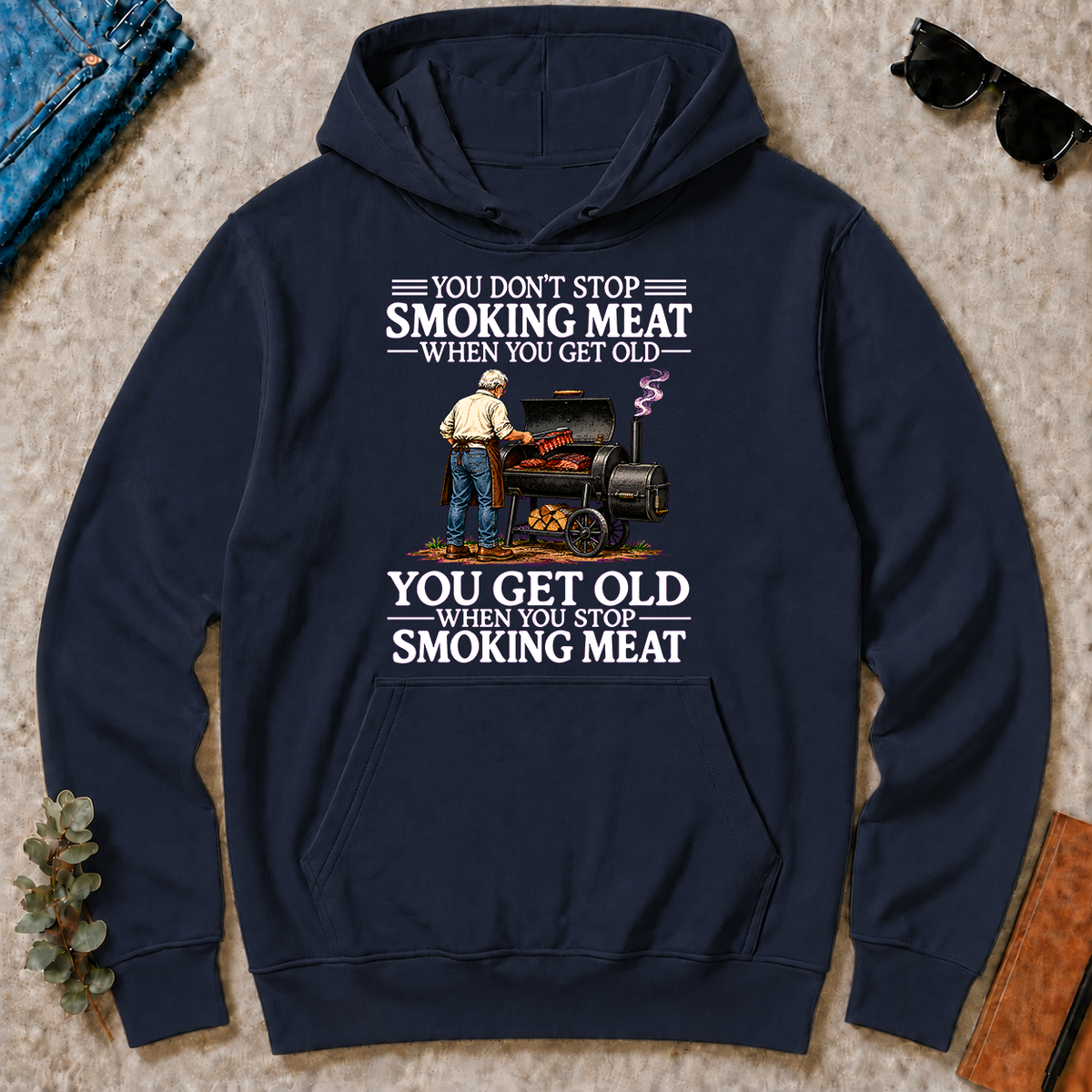 Old Man Don't Stop Smoking Meat - navy - HS2D-Navy