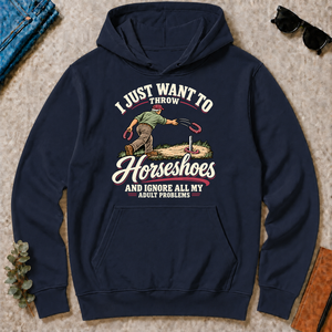 I Just Want To Throw Horseshoes & Ignore All Adult Problems - navy - HS2D-Navy