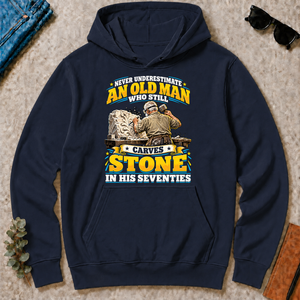 Yellow An Old Man Still Carves Stone In His Seventies - navy - HS2D-Navy