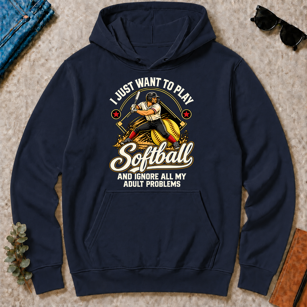 I Just Want To Play Softball & Ignore All Adult Problems - navy - HS2D-Navy
