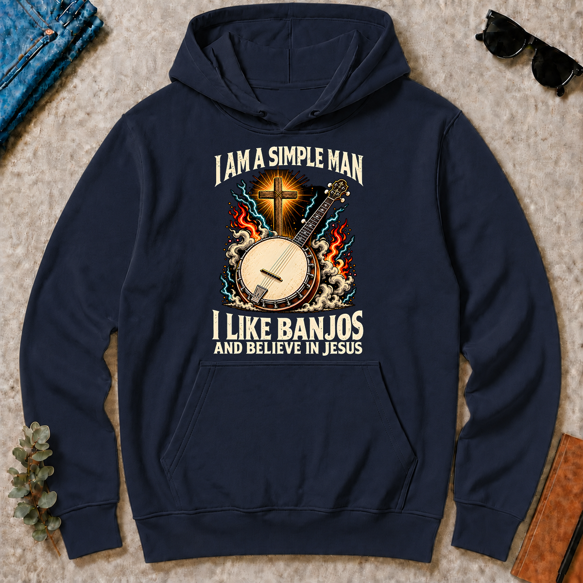 I Like Banjos & Believe In Jesus - navy - HS2D-Navy