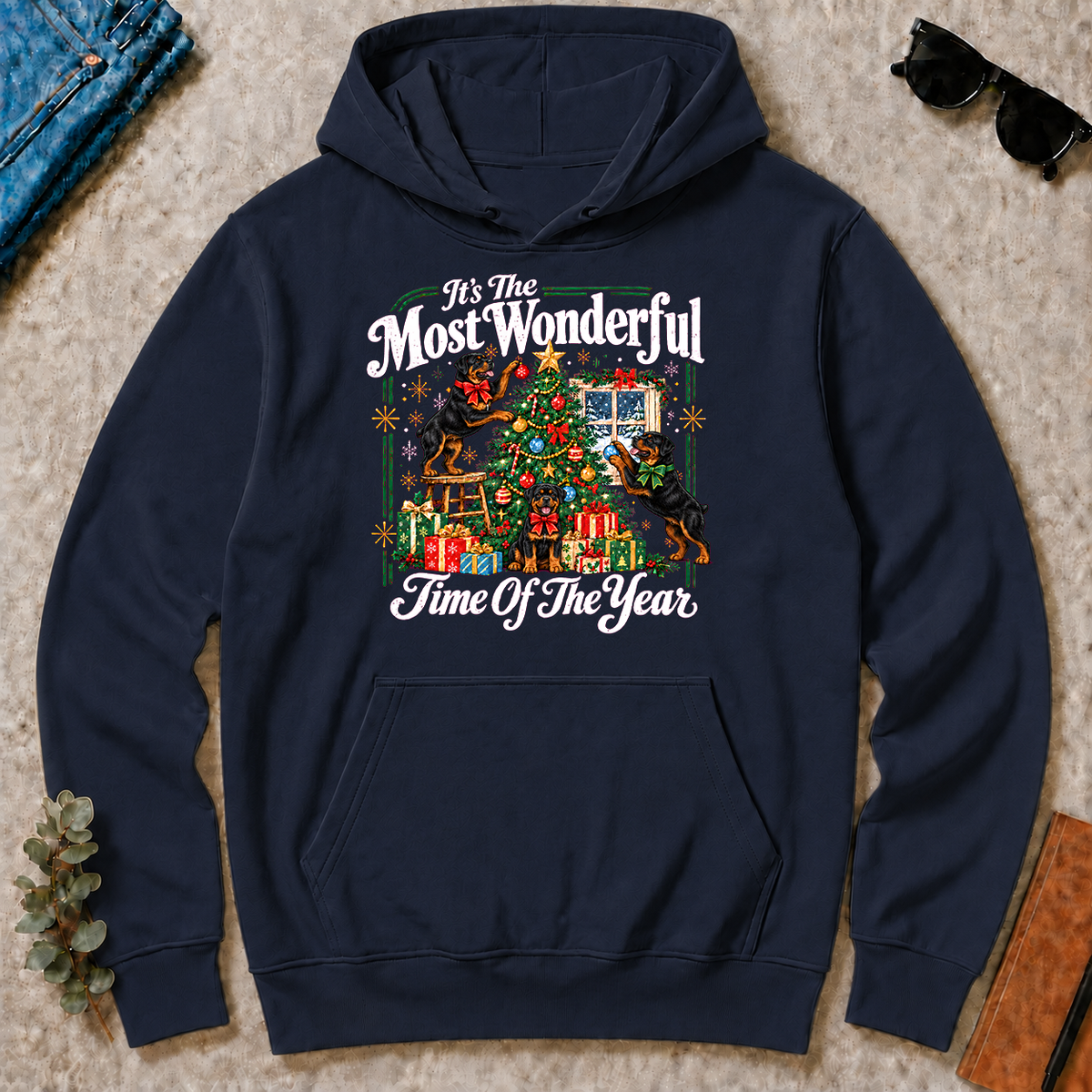Wonderful Christmas Rottweiler - navy - HS2D-Navy