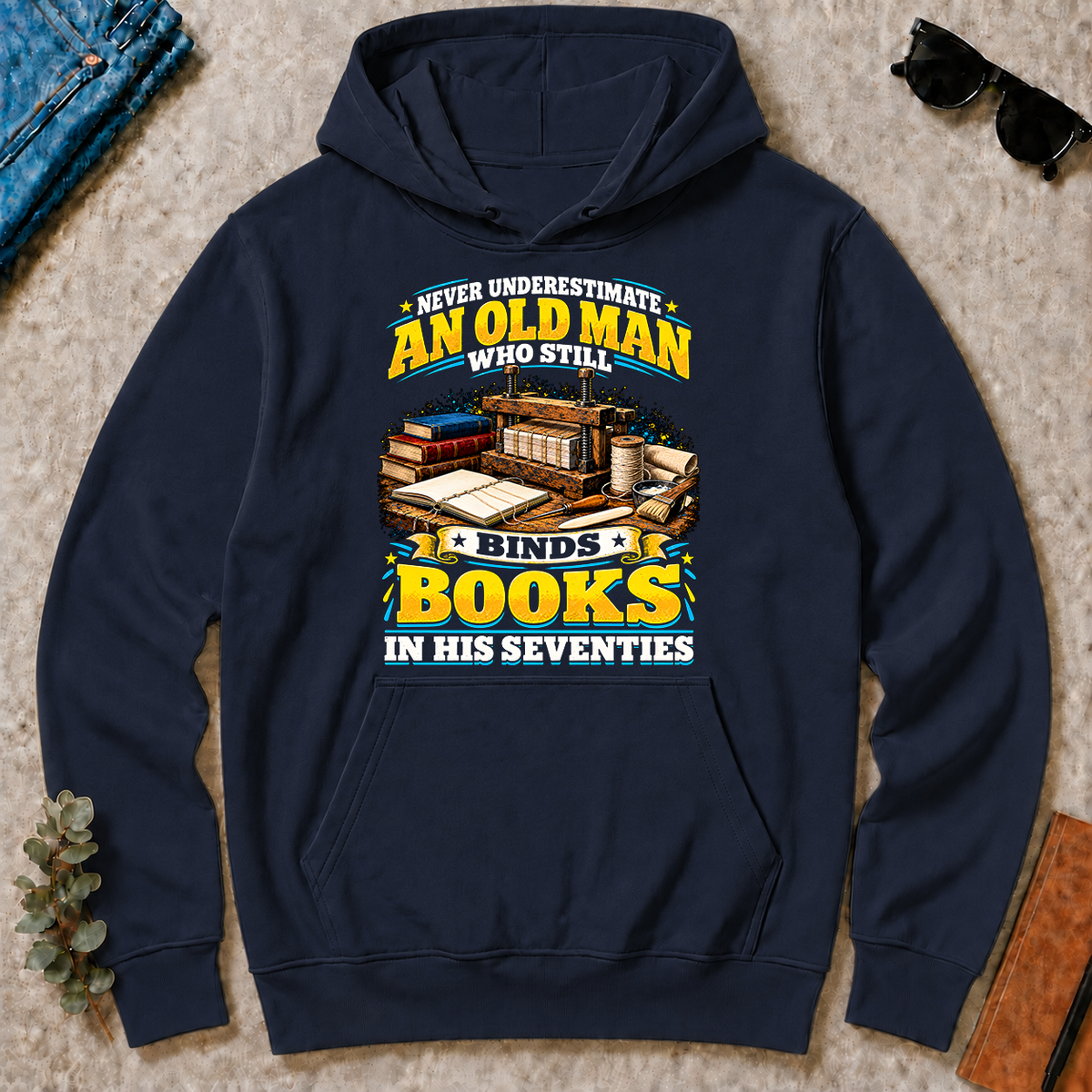 Yellow An Old Man Still Binds Book In His Seventies - navy - HS2D-Navy