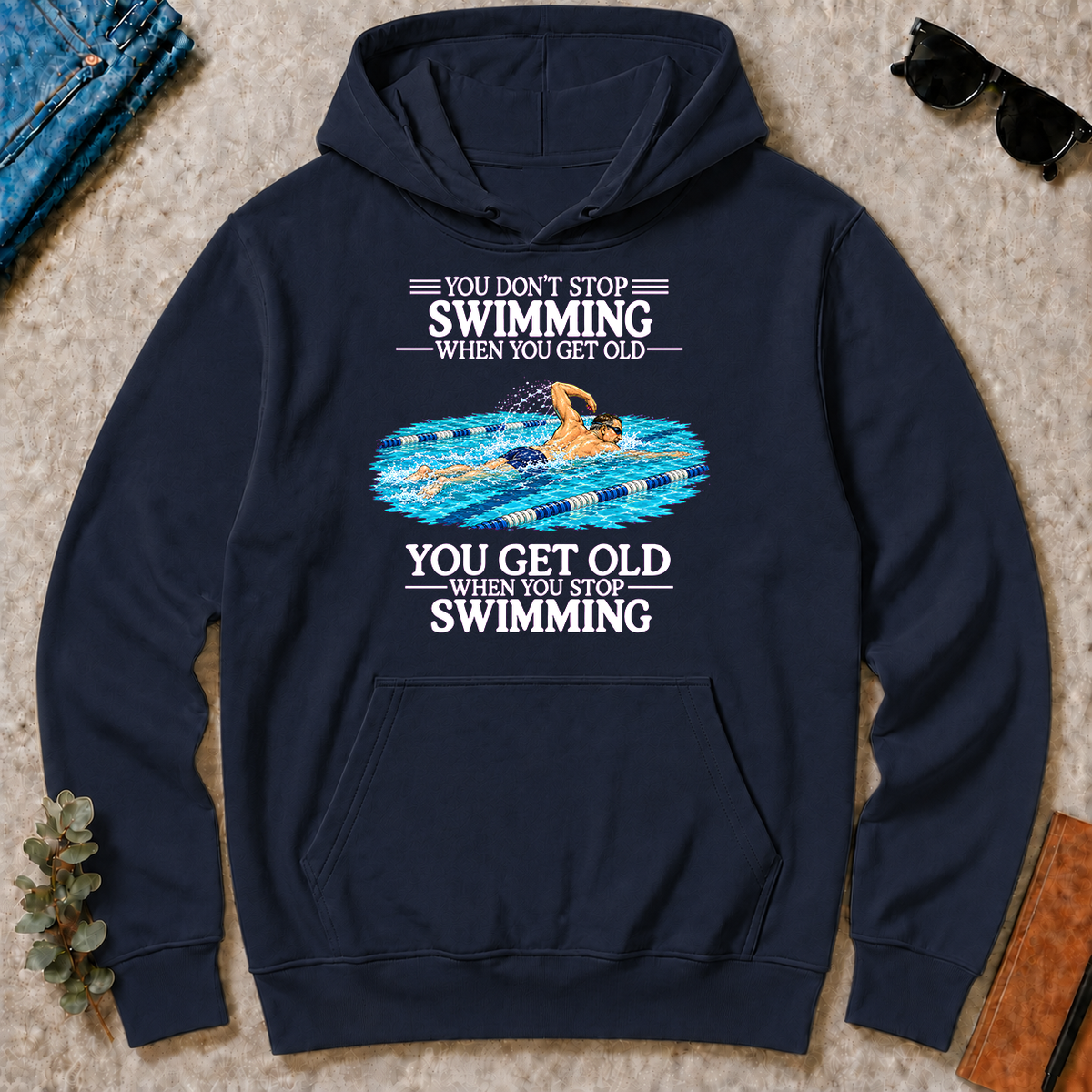 Old Man Don't Stop Swimming - navy - HS2D-Navy
