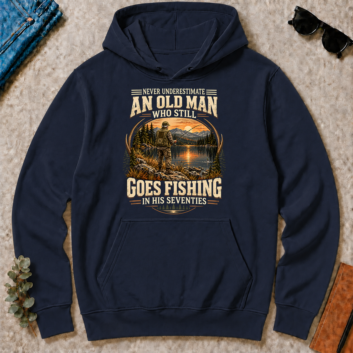 An Old Man Goes Fishing In 70s - navy - HS2D-Navy