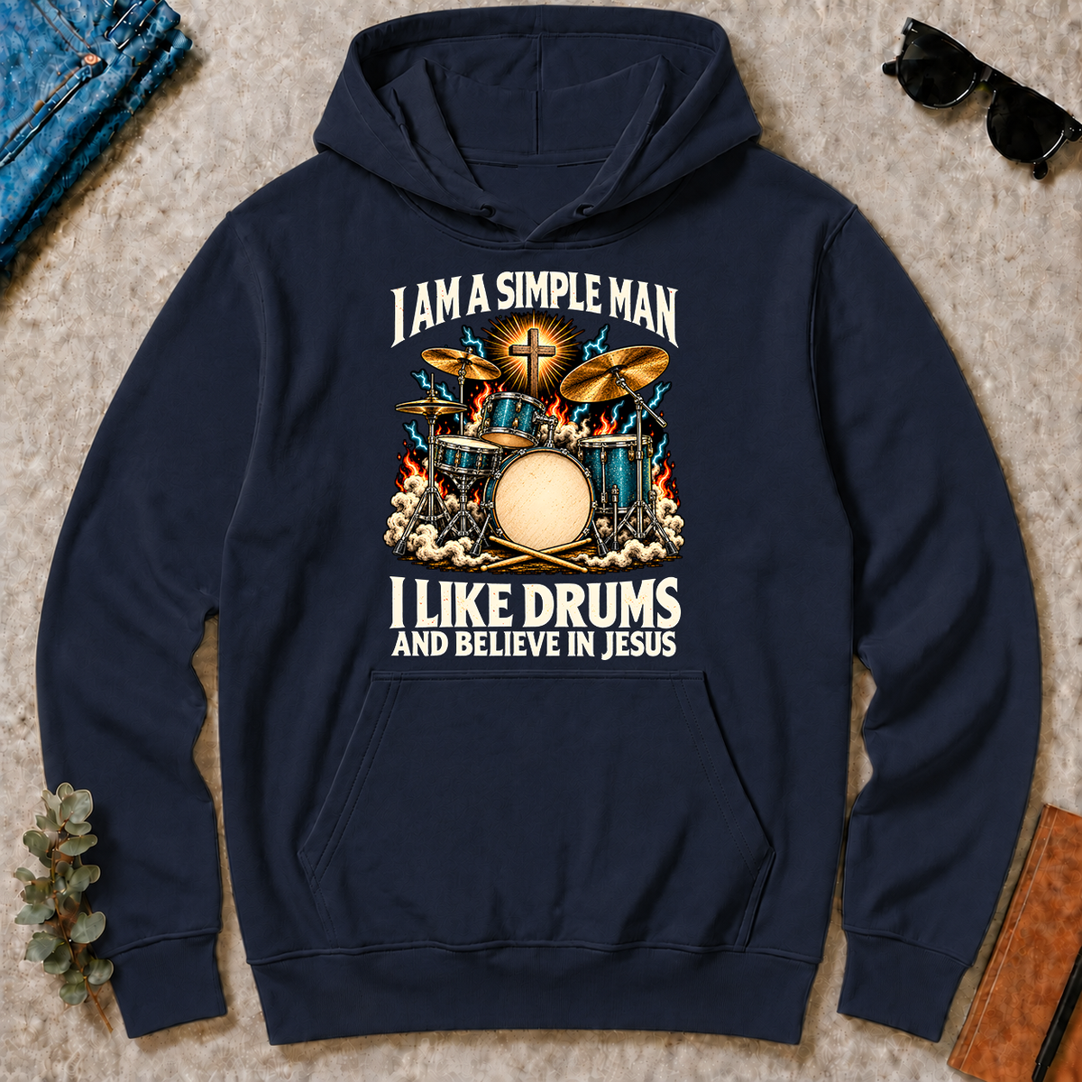 I Like Drums & Believe In Jesus - navy - HS2D-Navy
