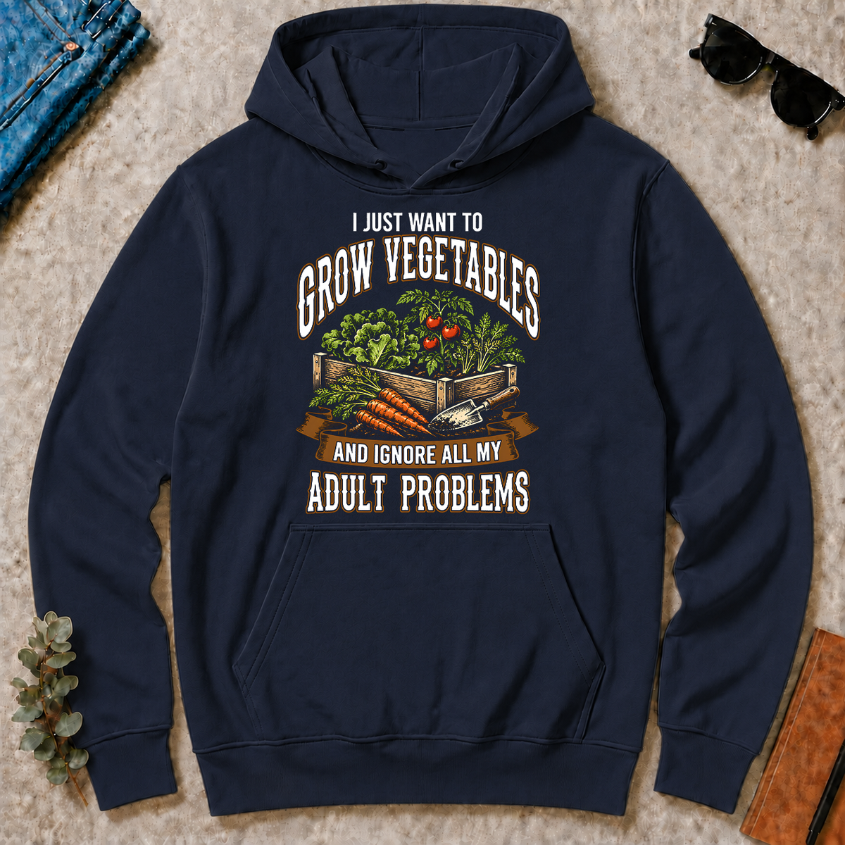 Vintage I Just Want To Grow Vegetables - navy - HS2D-Navy