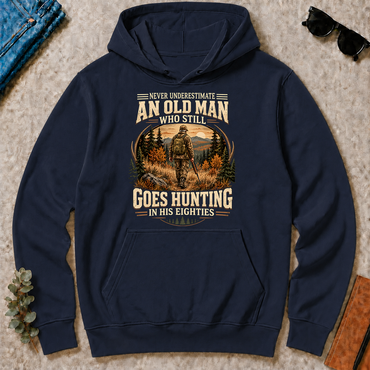 An Old Man Goes Hunting In 80s - navy - HS2D-Navy