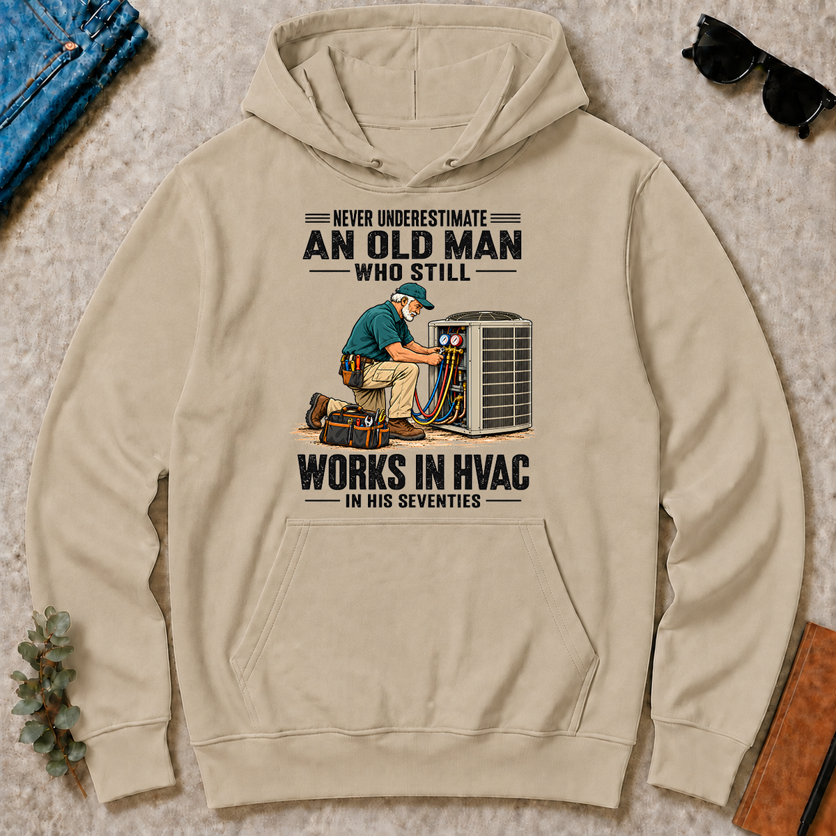 An Old Man Still Works In HVAC In His 70s - sand - HS2D-Sand