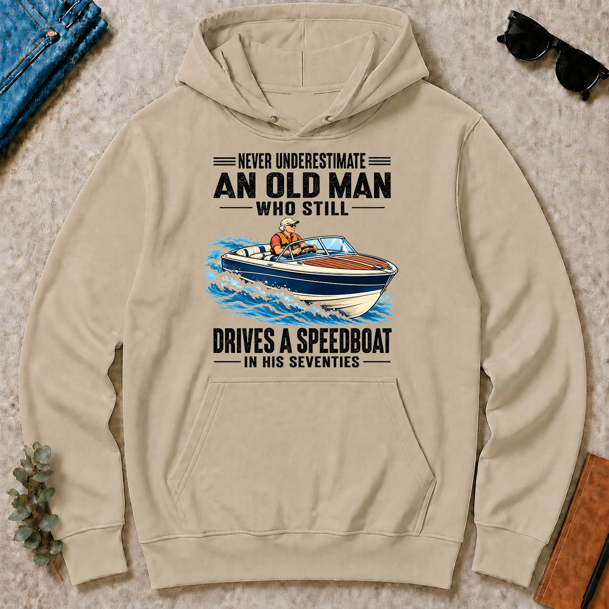 An Old Man Still Drives A Speedboat In His 70s - sand - HS2D-Sand