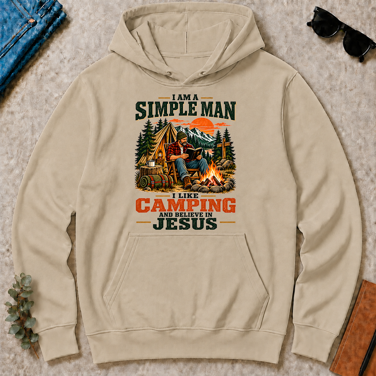I Like Camping And Believe In Jesus - sand - HS2D-Sand