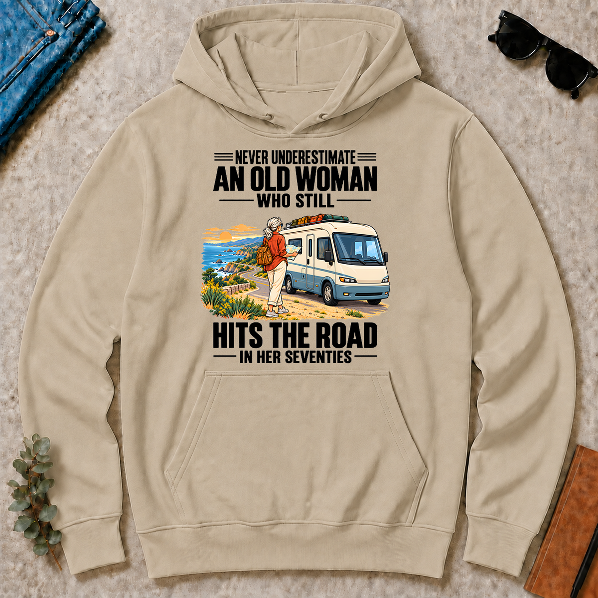 An Old Woman Still Hits The Road In Her 70s - sand - HS2D-Sand